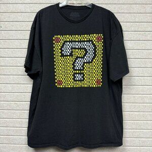 Super Mario Question Block Graphic Tee Black Short Sleeve 2XL